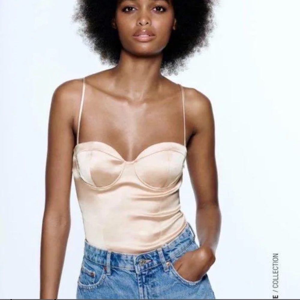 SATIN EFFECT BUSTIER BODYSUIT